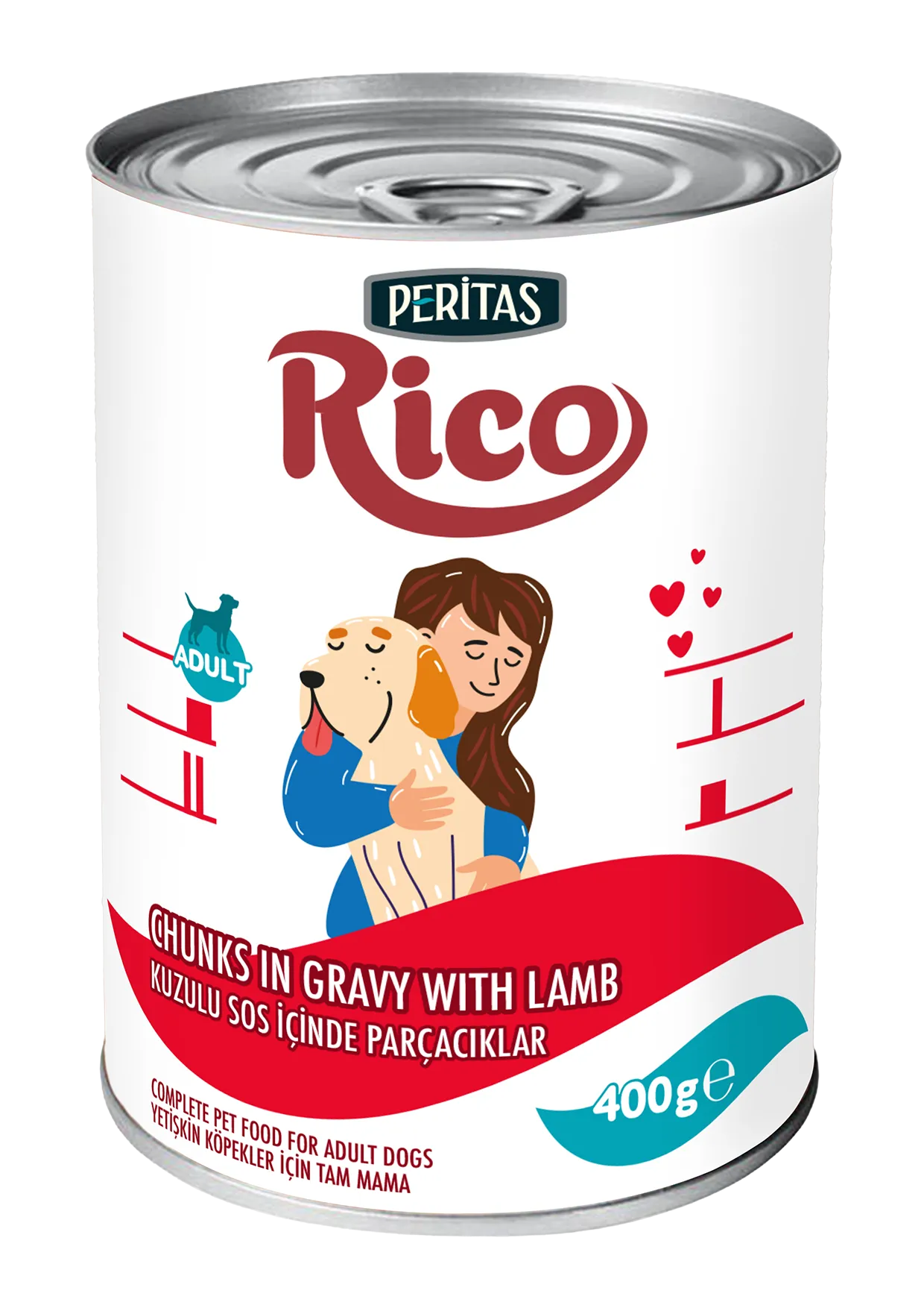PERİTAS RICO Kuzulu Sos İçinde Parçalı Yetişkin Köpek Yaş Mama 400 g