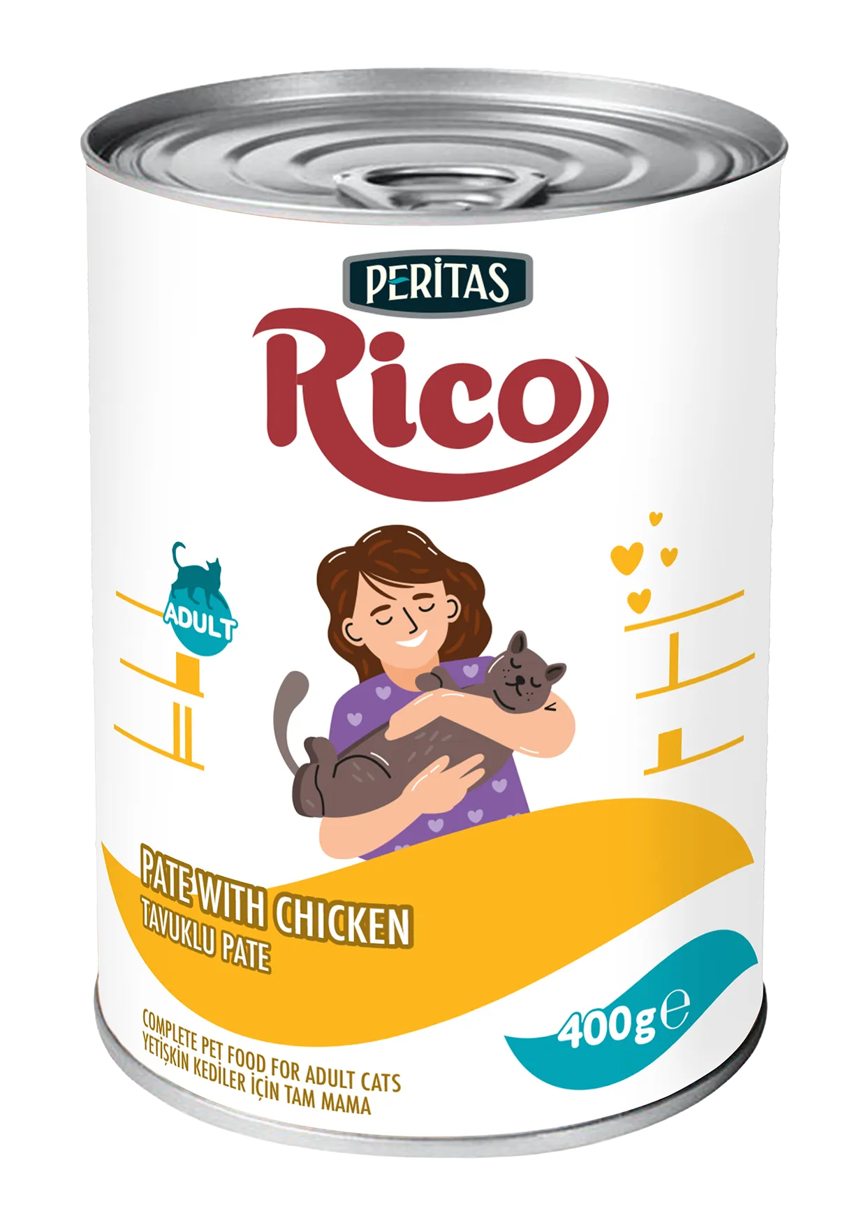 PERİTAS RICO Yetişkin Kediler İçin Tavuklu Pate Yaş Mama – 400 g