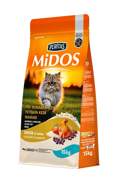 Tüy Yumağı Önleyici Tavuklu ve Sebzeli Yetişkin Kedi Maması 15 Kg